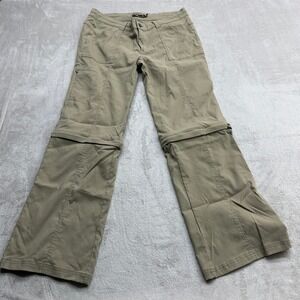 PrAna Morgan Convertible Hiking Pants Women 12 Tan Zip Off Hiking Outdoor Travel